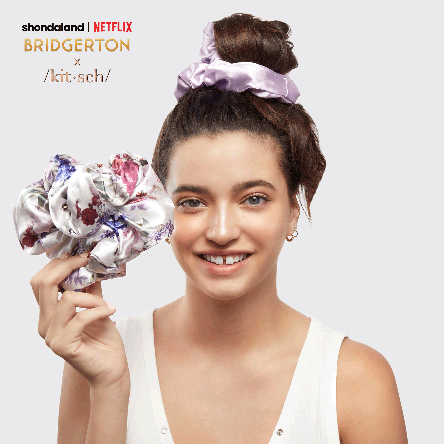 Kitsch x Bridgerton Satin Pillow Scrunchies 2pc - Floral