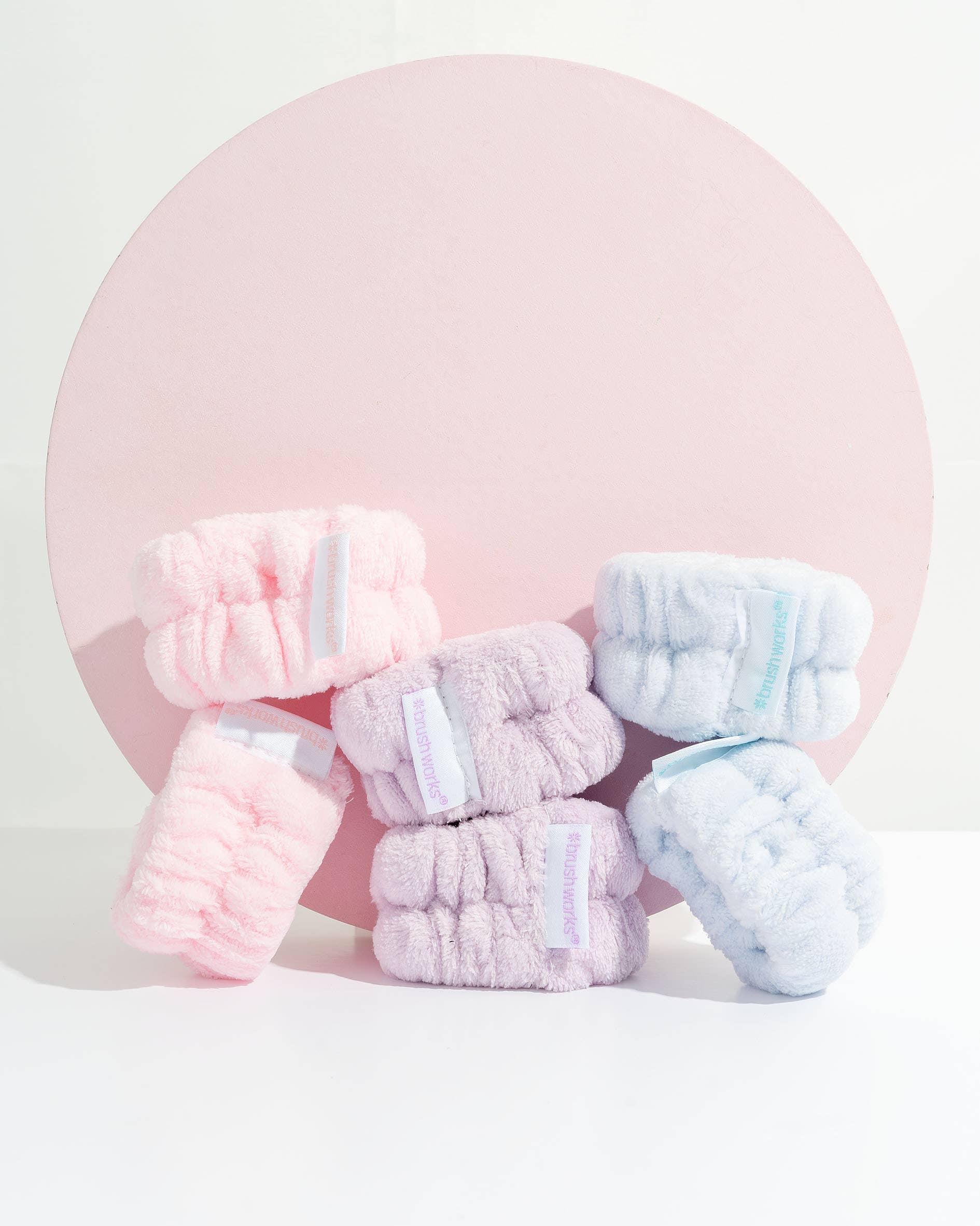 Brushworks Pastel Microfibre Wrist Wash Bands - 3 Pairs
