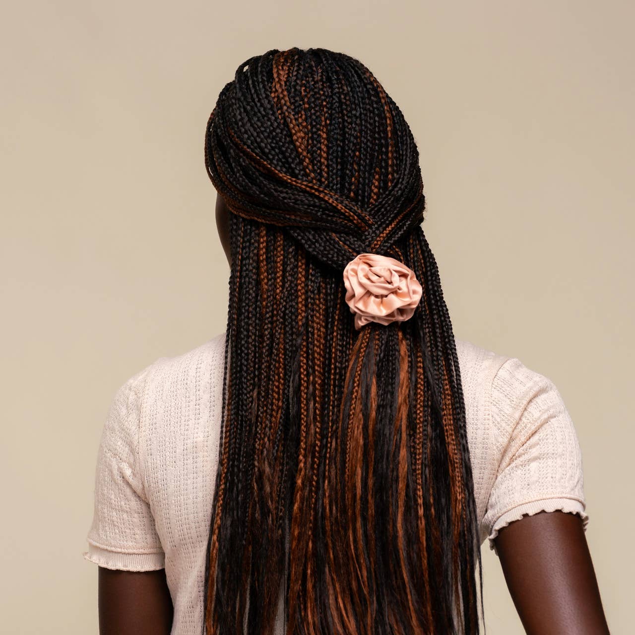 Kitsch Rosette Ruched Satin Scrunchies 3pc Set - Terracotta