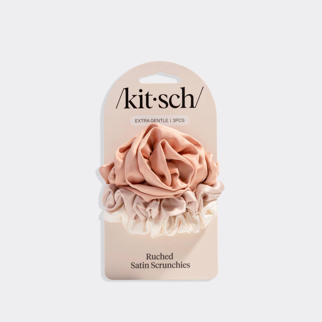Kitsch Rosette Ruched Satin Scrunchies 3pc Set