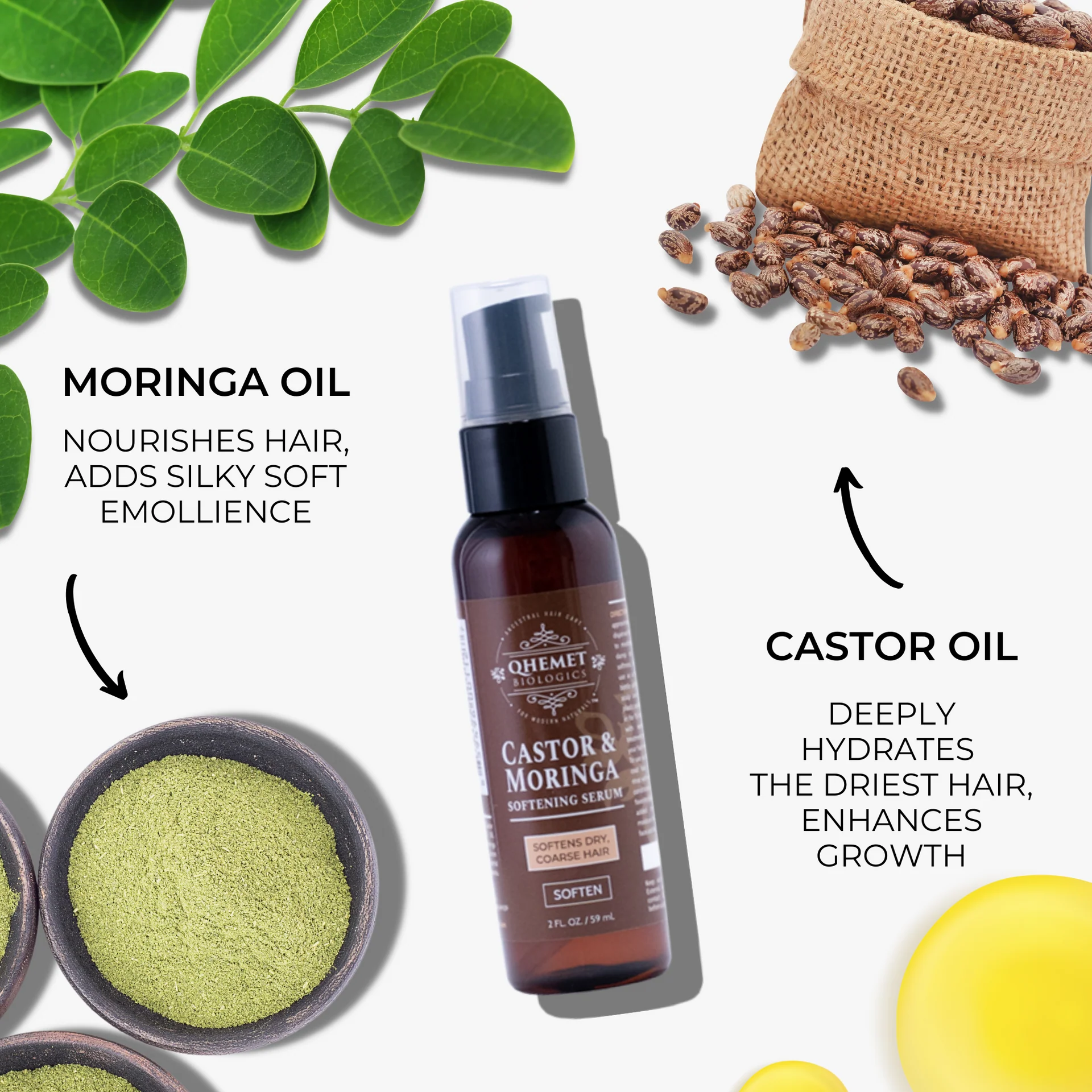 Qhemet Biologics Castor & Moringa Softening Serum 2oz