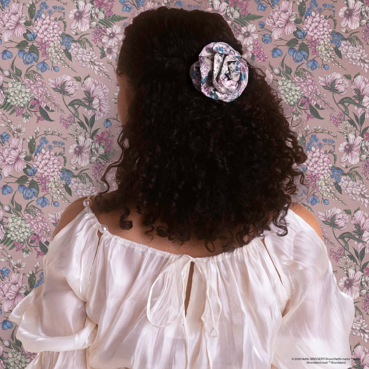 Bridgerton x Kitsch Satin Rosette Medium Flat Cloud Clip in Wisteria