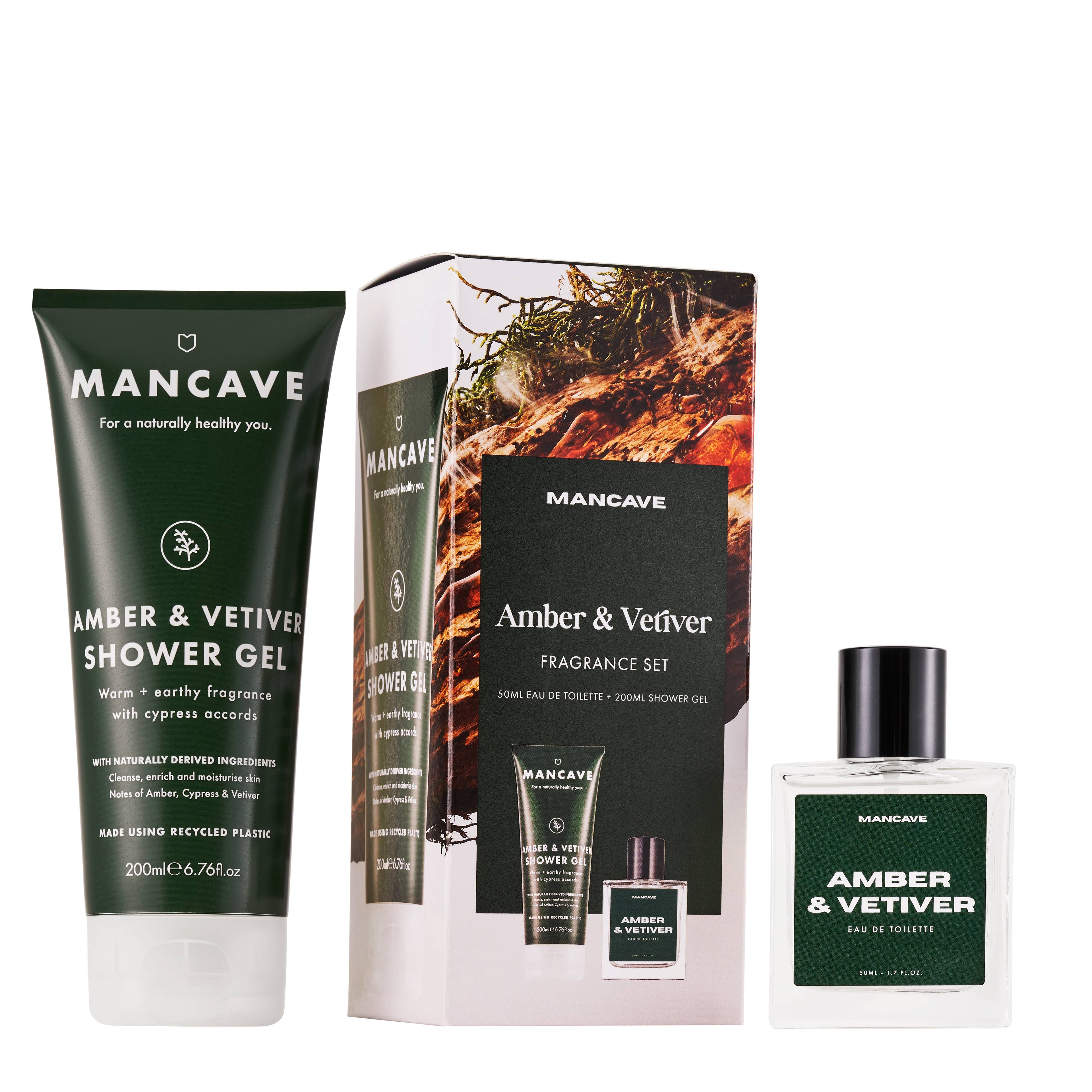 ManCave Amber & Vetiver Shower Gel + Fragrance Set - 2pc
