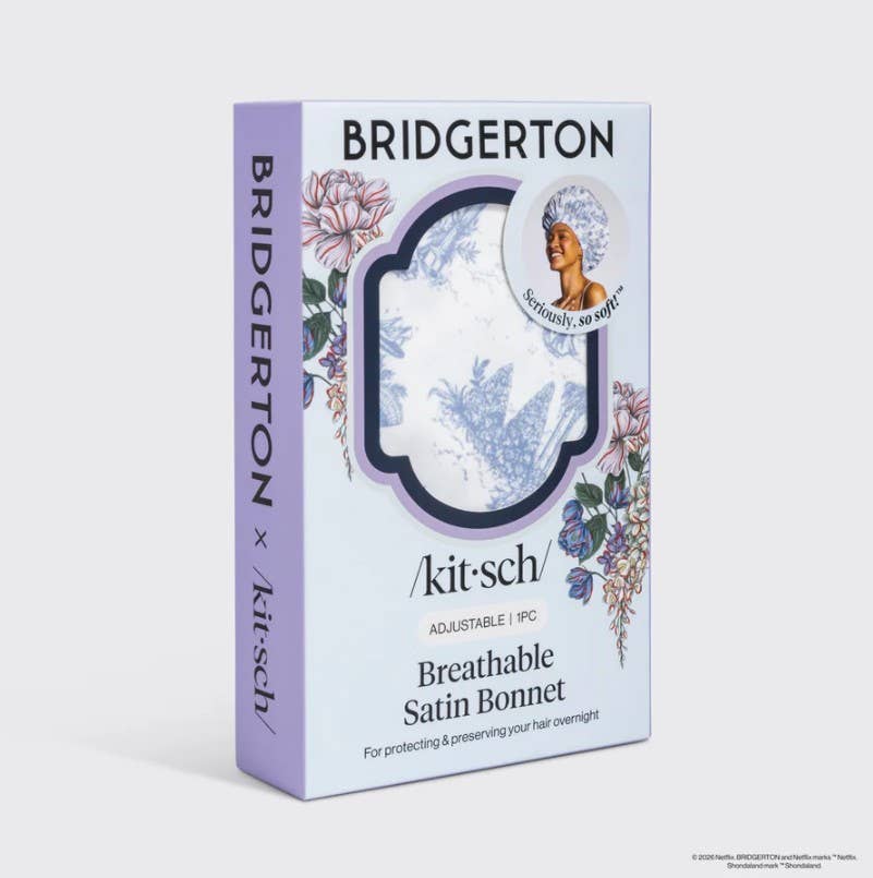 Bridgerton x Kitsch Breathable Satin Bonnet in Garden Toile