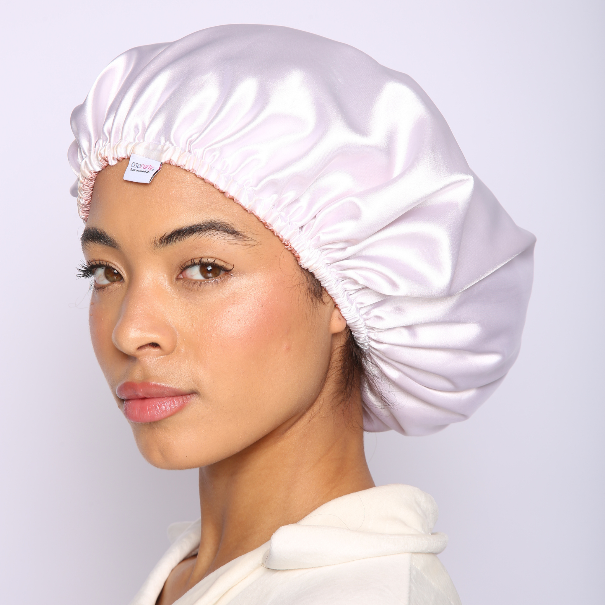 O So Curly Reversible Satin Bonnet - White