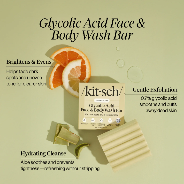 Kitsch Glycolic Acid Exfoliating Face and Body Wash 4oz