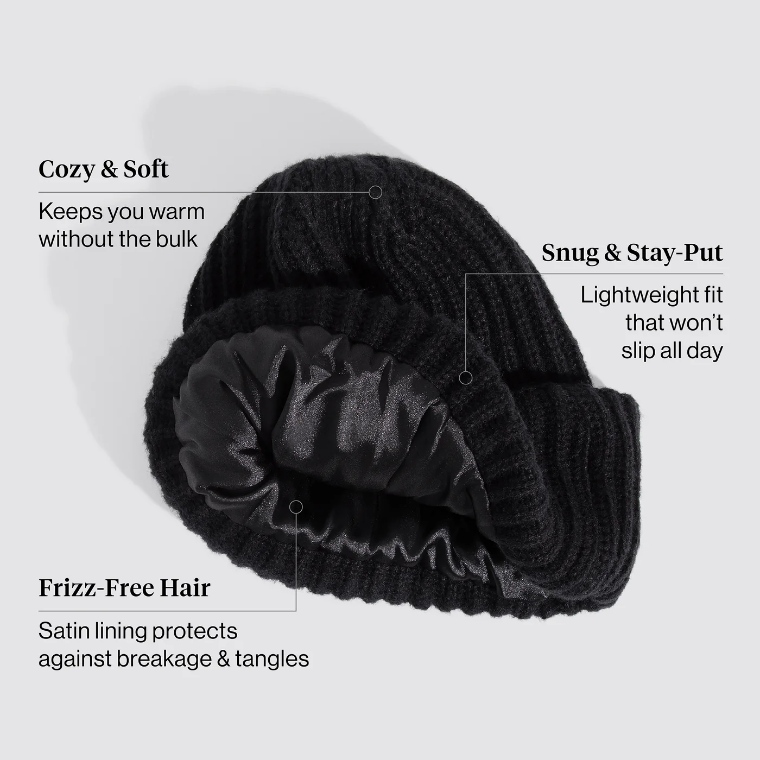 Kitsch Glazey™ Satin-Lined Beanie - Black