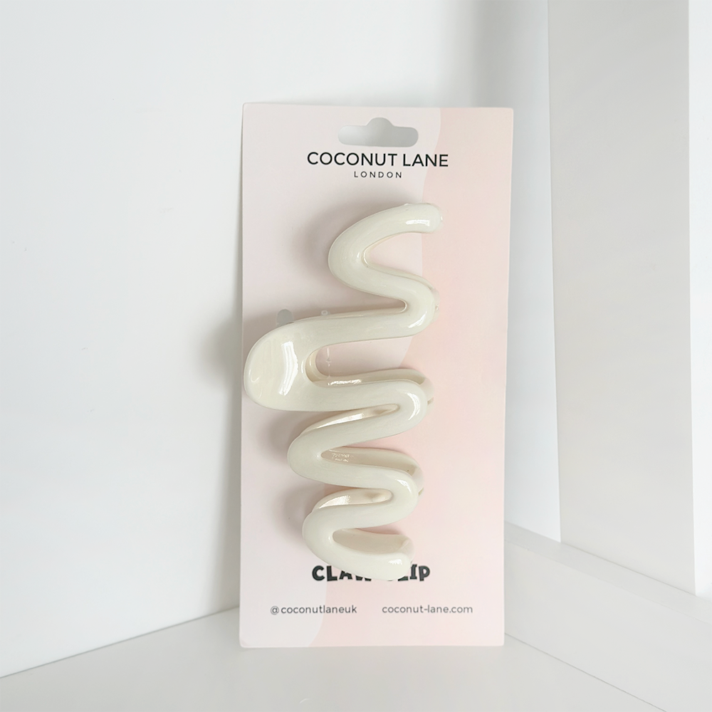 Coconut Lane Squiggle Claw Clip - Cream