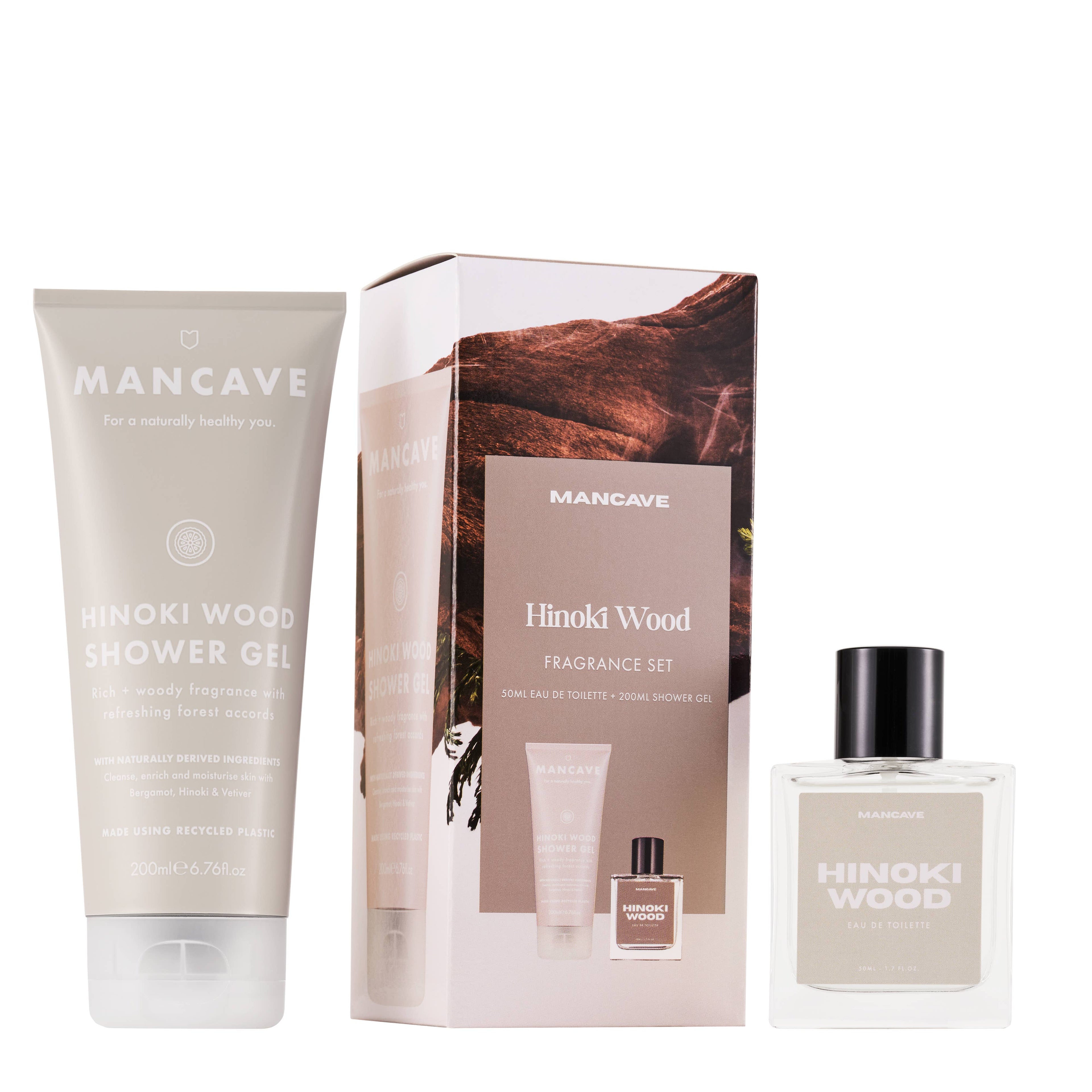 ManCave Hinoki Wood Shower Gel & Fragrance Set - 2pc
