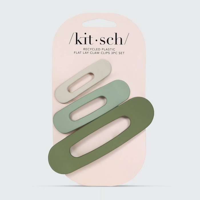 Kitsch Matte Flat Lay Claw Clip Flat 3pc - Eucalyptus
