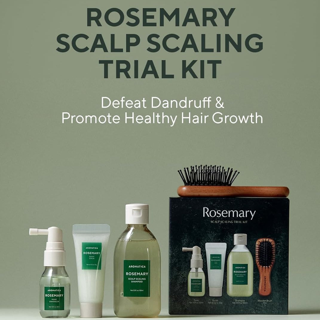 Aromatica Rosemary Scalp Scaling Trial Kit (With Mini Wooden Hair Brush)