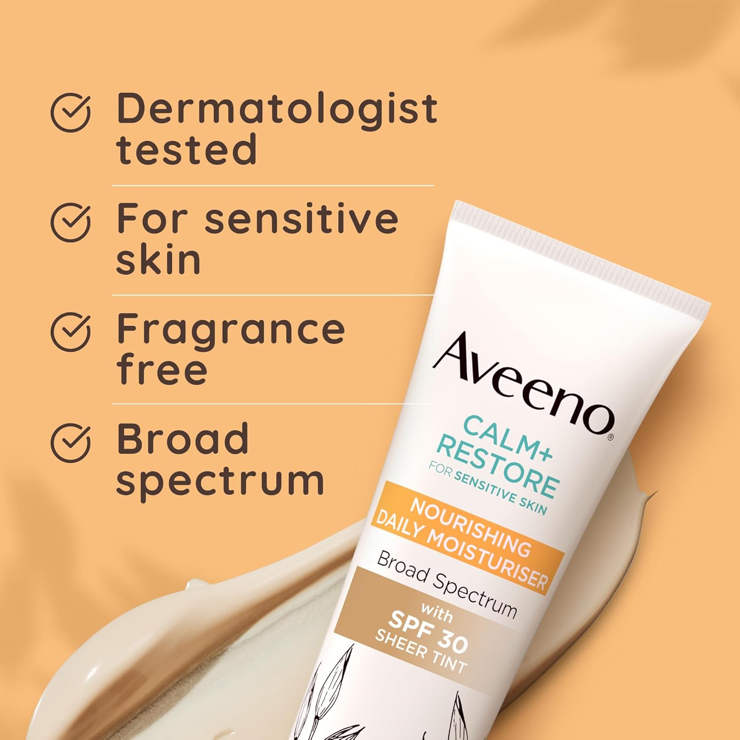 Aveeno Calm+Restore Nourishing Daily Moisturiser SPF30 Sheer Tint 50ml