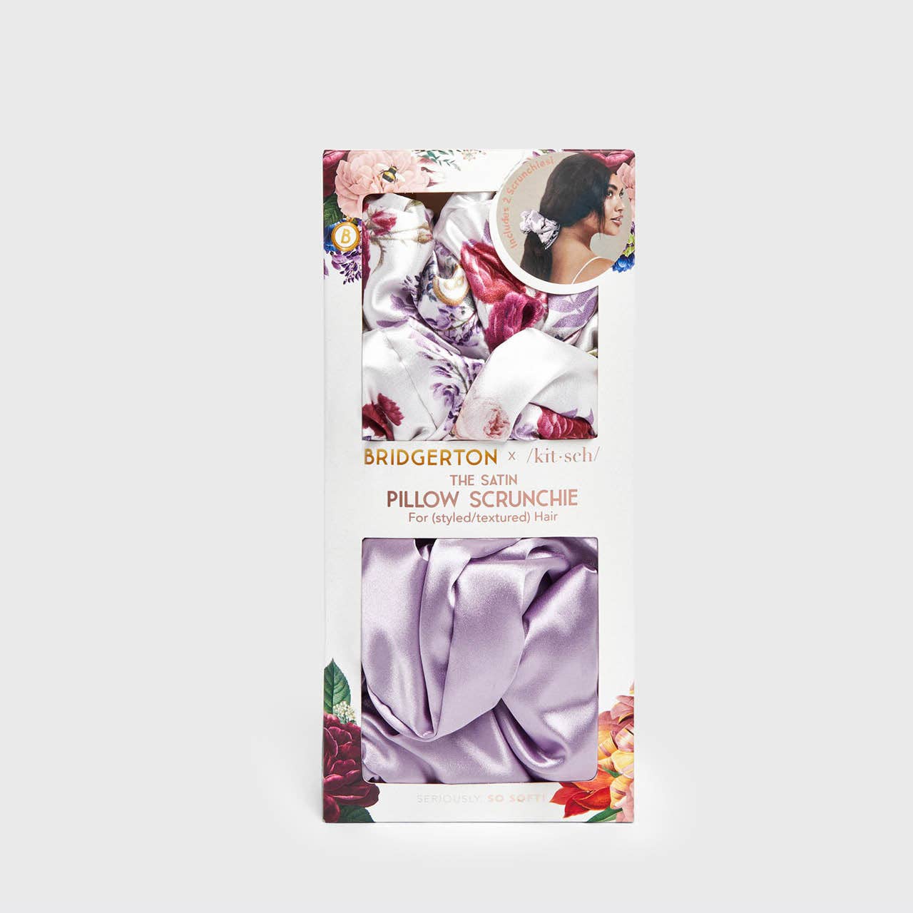 Kitsch x Bridgerton Satin Pillow Scrunchies 2pc - Floral