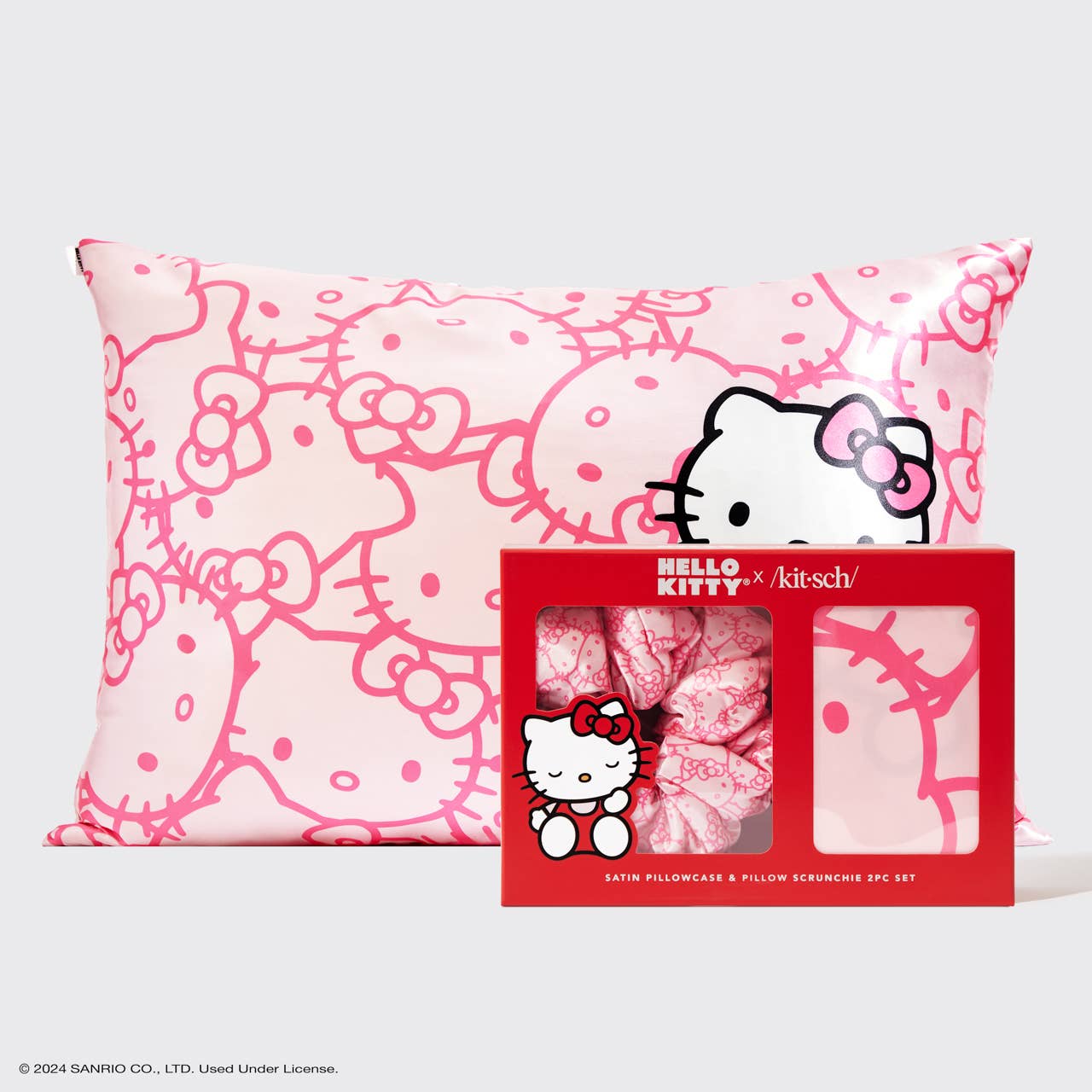 Kitsch x Hello Kitty Satin Pillowcase & Pillow Scrunchie -2pc Set