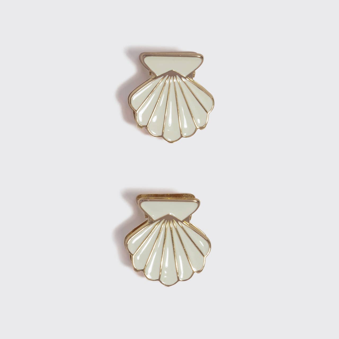 Kitsch Metal Clam Shell Hair Clip 2pc Set - Gold & Pearlized Cream