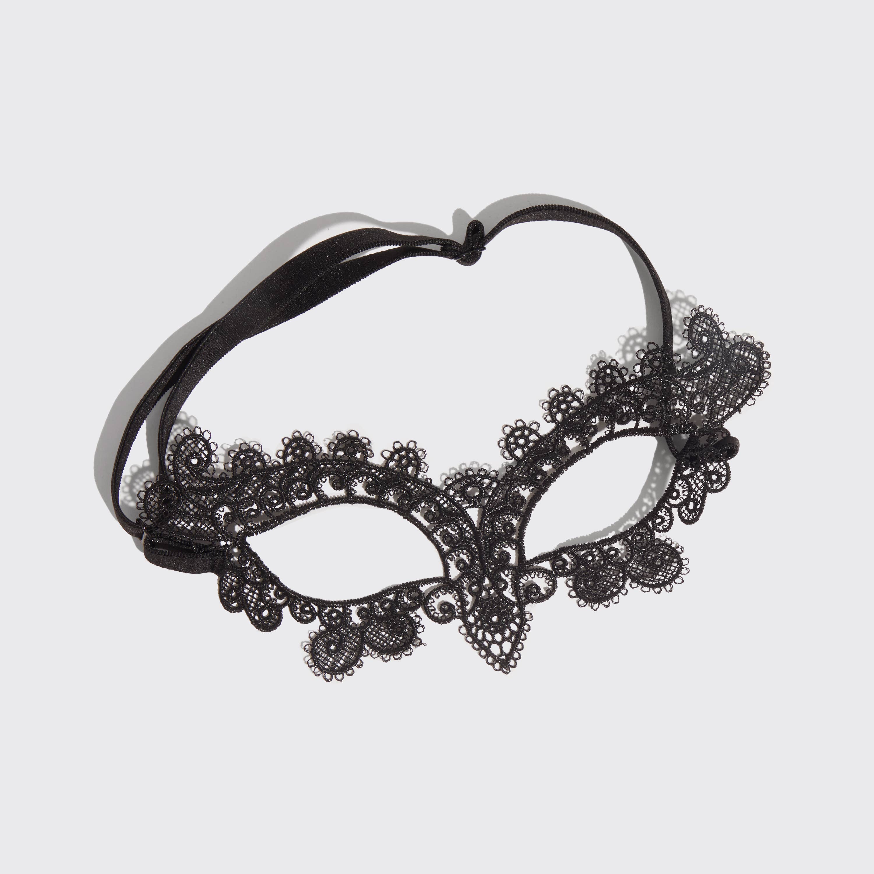 Kitsch Lace Headband & Mask 2pc Set - Black Cat