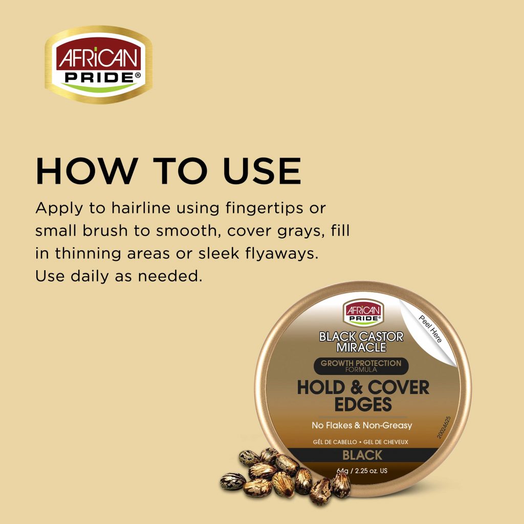 African Pride Black Castor Miracle Hold & Cover Edges 2.25oz