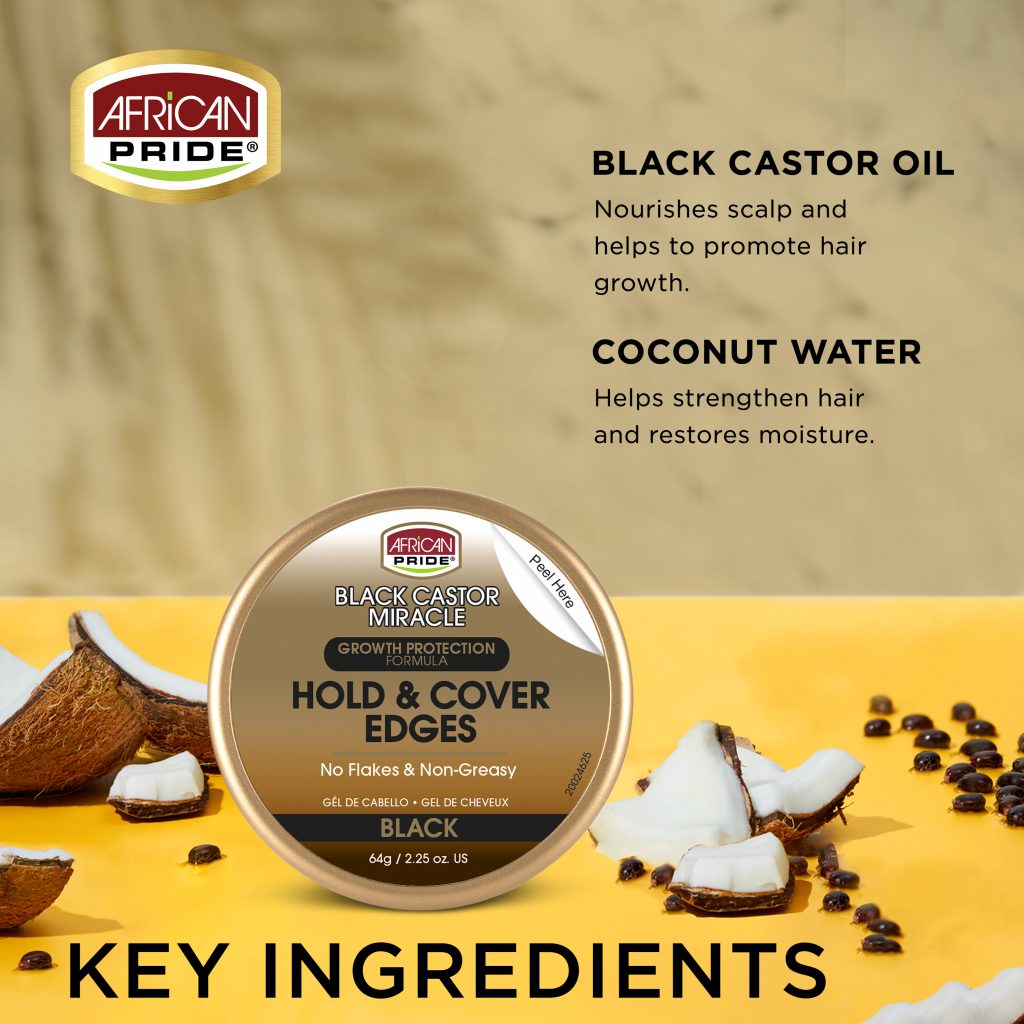 African Pride Black Castor Miracle Hold & Cover Edges 2.25oz