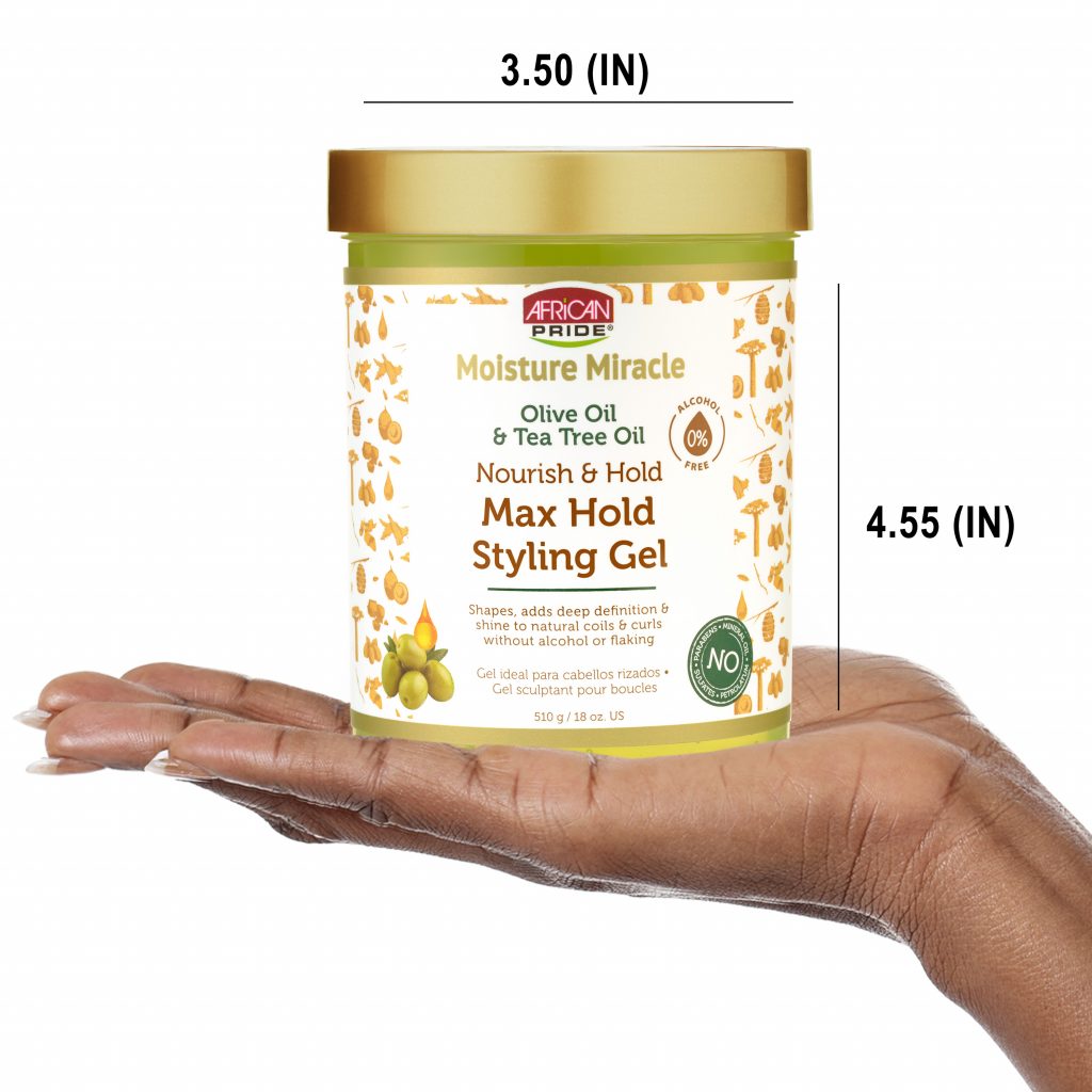African Pride Moisture Miracle Olive Oil & Tea Tree Max Hold Styling Gel 18oz