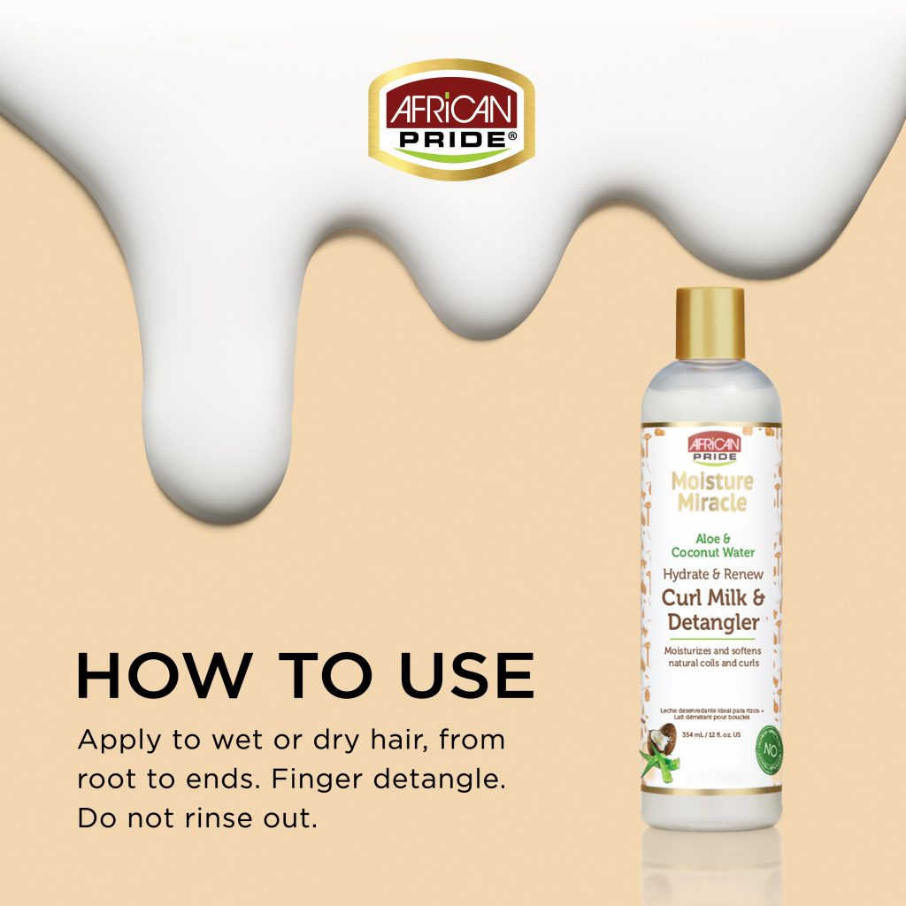 African Pride Moisture Miracle Aloe & Coconut Water Curl Milk & Detangler 12oz