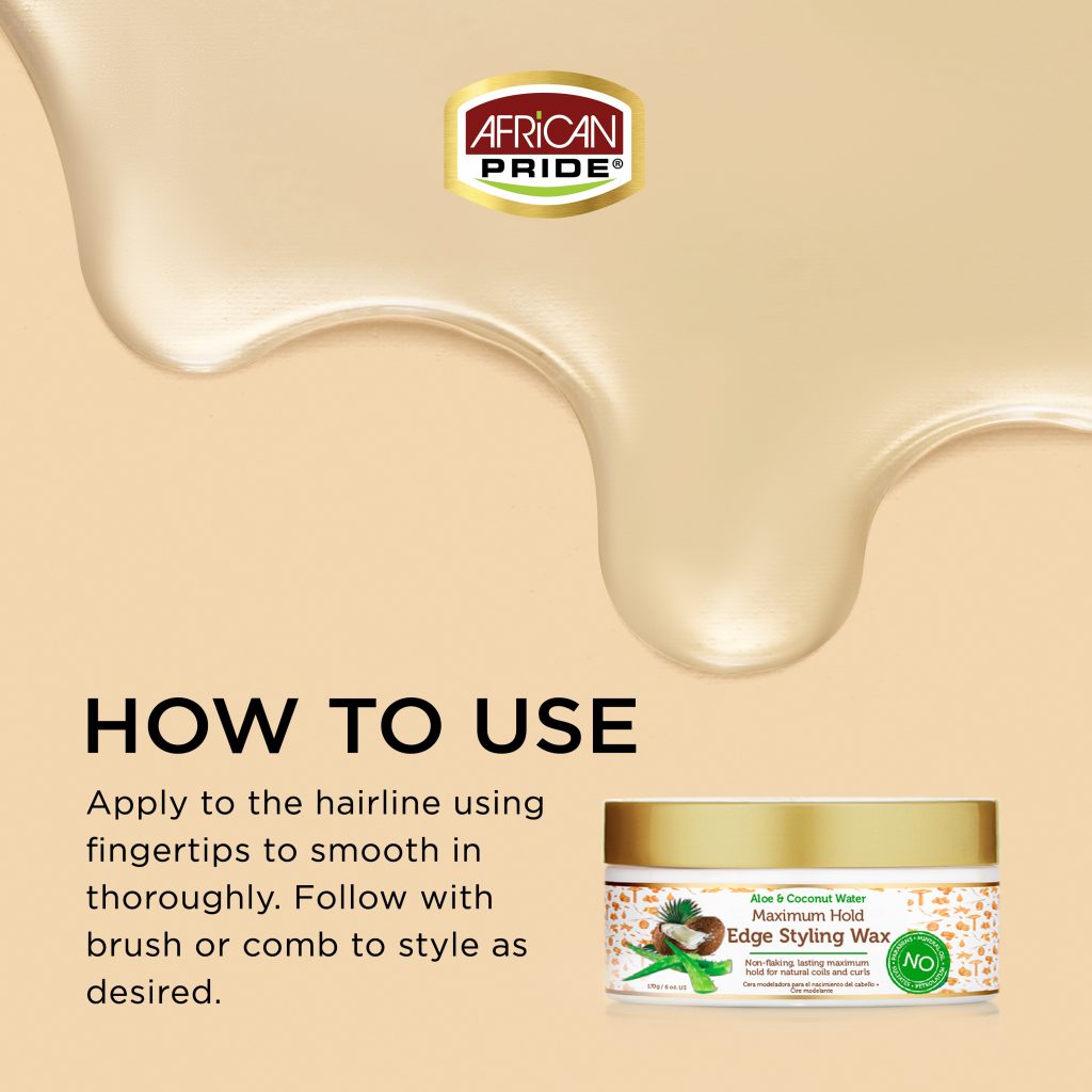 African Pride Moisture Miracle Aloe & Coconut Water Maximum Hold Edge Styling Wax 6oz