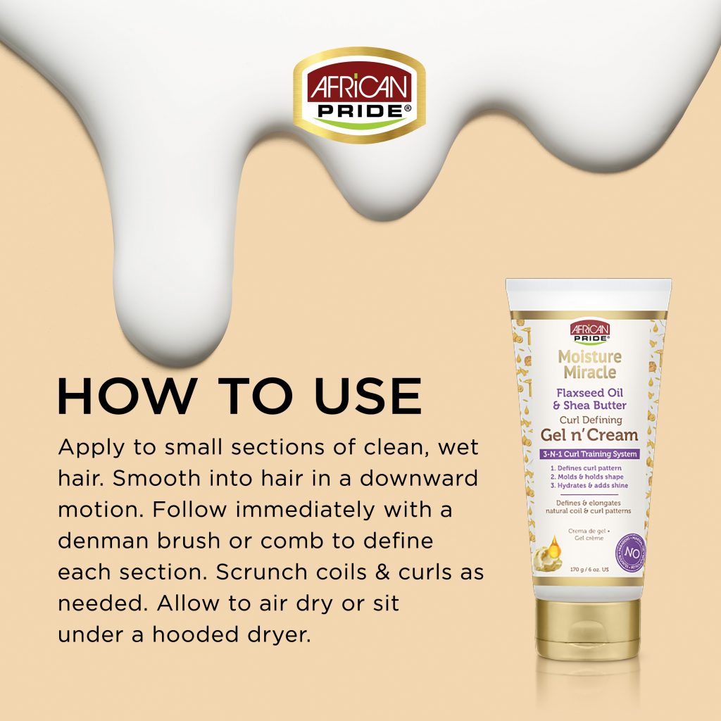 African Pride Moisture Miracle Flaxseed Oil & Shea Butter Gel N’ Cream 6oz