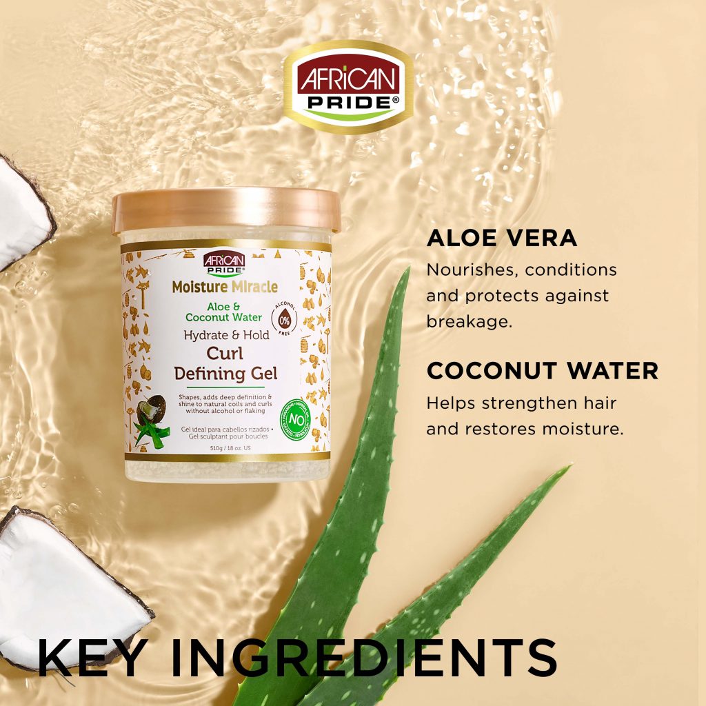 African Pride Moisture Miracle Aloe & Coconut Water Curl Defining Gel 18oz