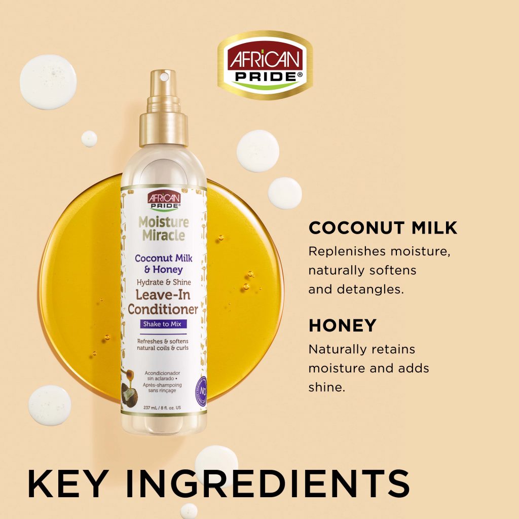 African Pride Moisture Miracle Coconut Milk & Honey Leave-In Conditioner 8oz