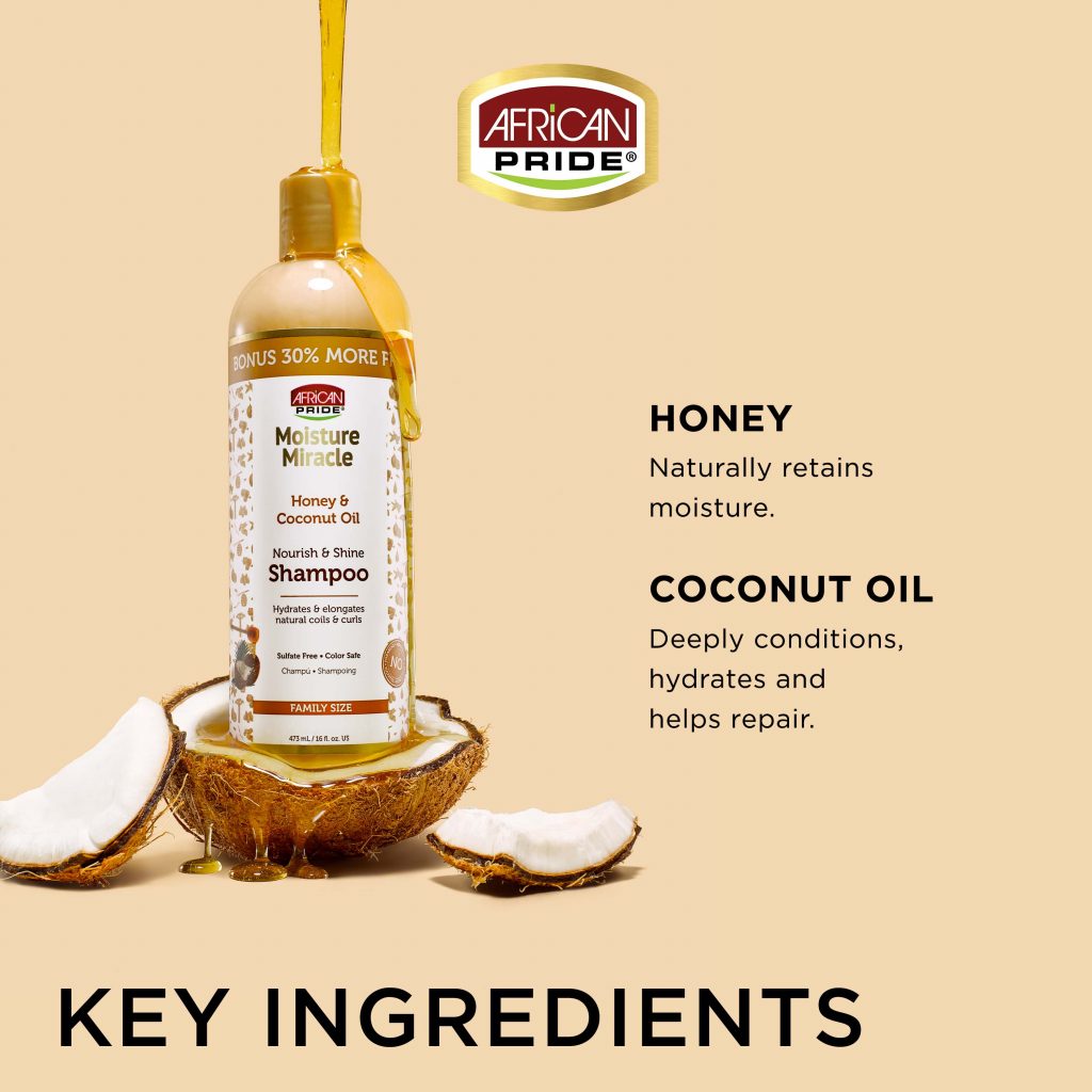 African Pride Moisture Miracle Honey & Coconut Oil Shampoo 16oz
