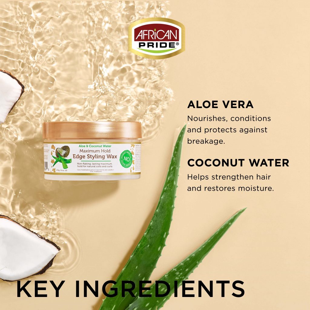 African Pride Moisture Miracle Aloe & Coconut Water Maximum Hold Edge Styling Wax 6oz