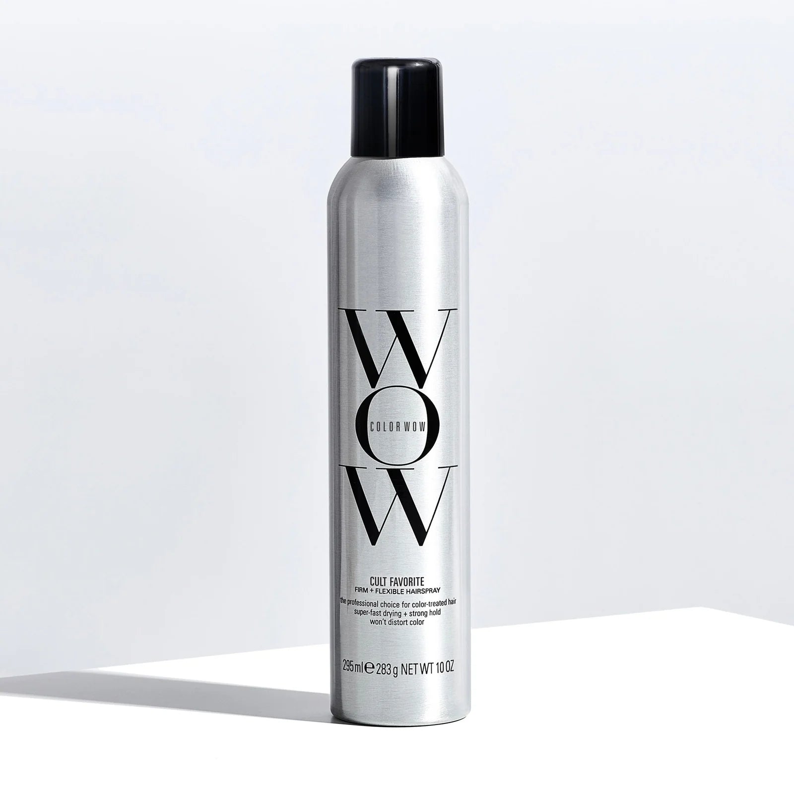 A can of Color Wow Cult Favorite Firm + Flexible Hairspray against a white background.