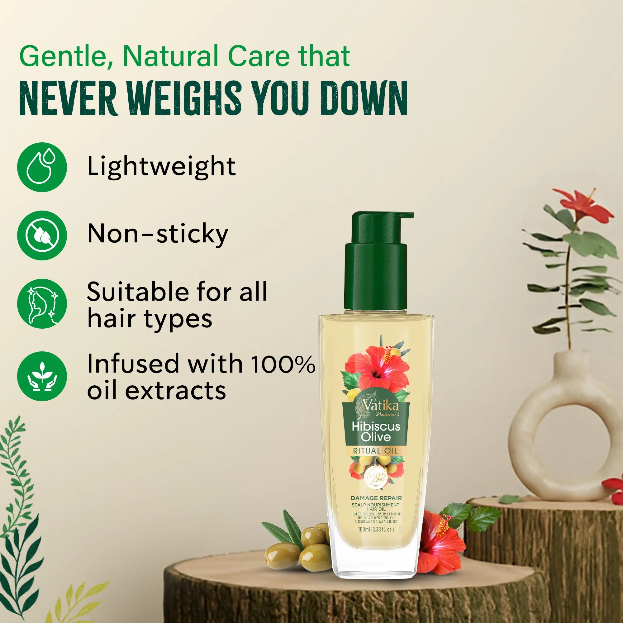 Dabur Vatika Hibiscus Olive Ritual Oil Damage Repair 100ml