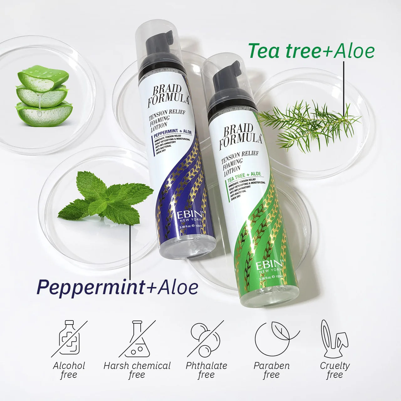 Ebin New York Braid Formula Tension Relief Foaming Mousse Peppermint 250ml