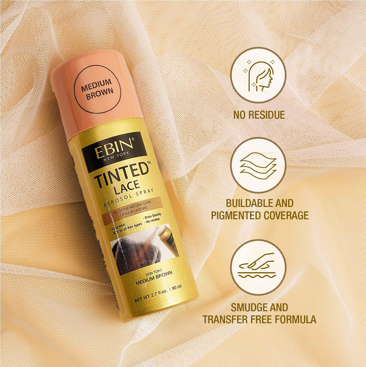 Ebin New York Tinted Lace Aerosol Spray 80ml - UK Shipping Only