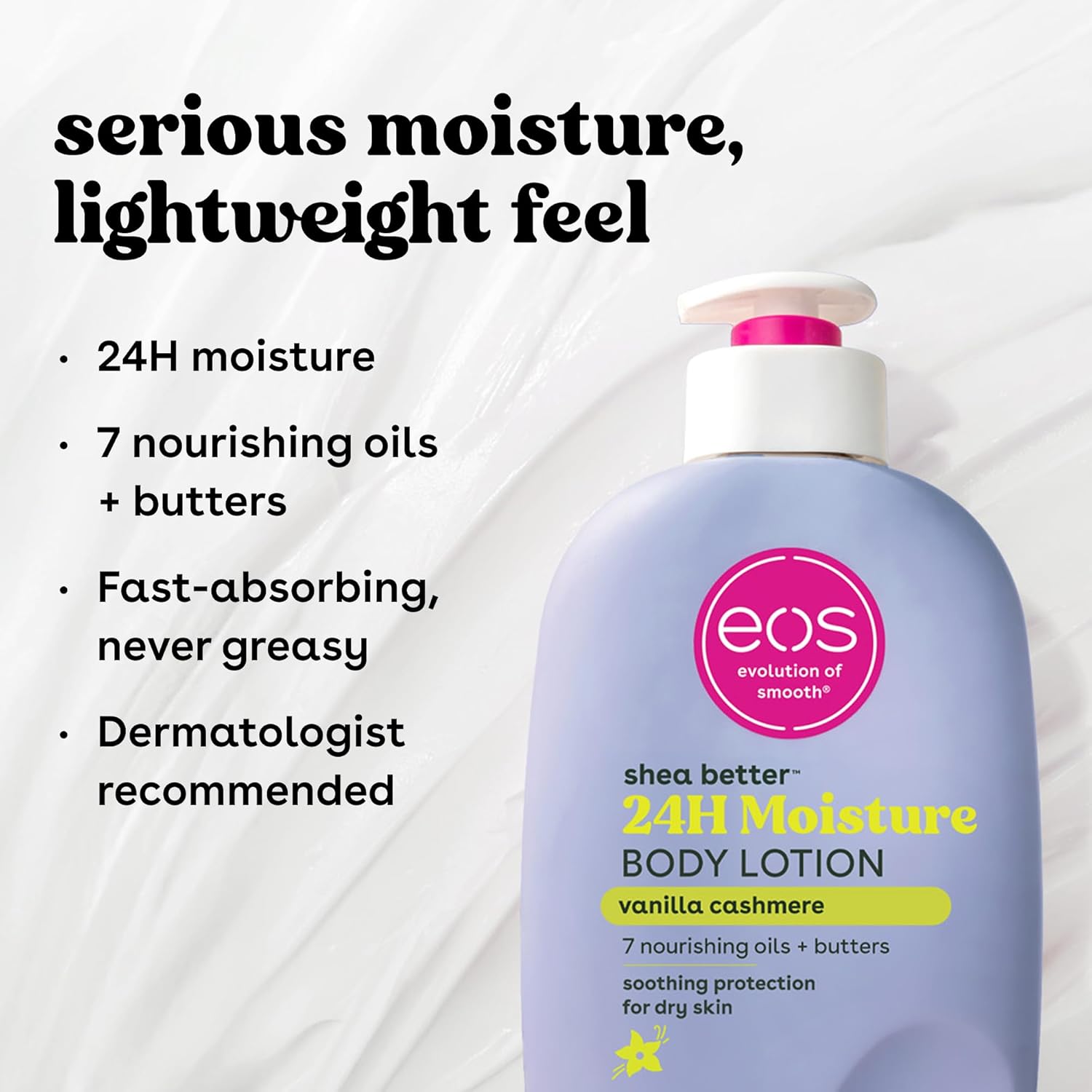 EOS Shea Better 24H Moisture Body Lotion Vanilla Cashmere 473ml benefits