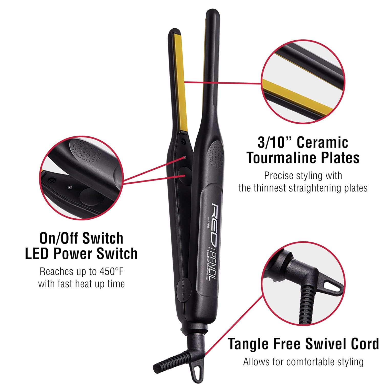 Red By Kiss Ceramic Tourmaline Flat Iron