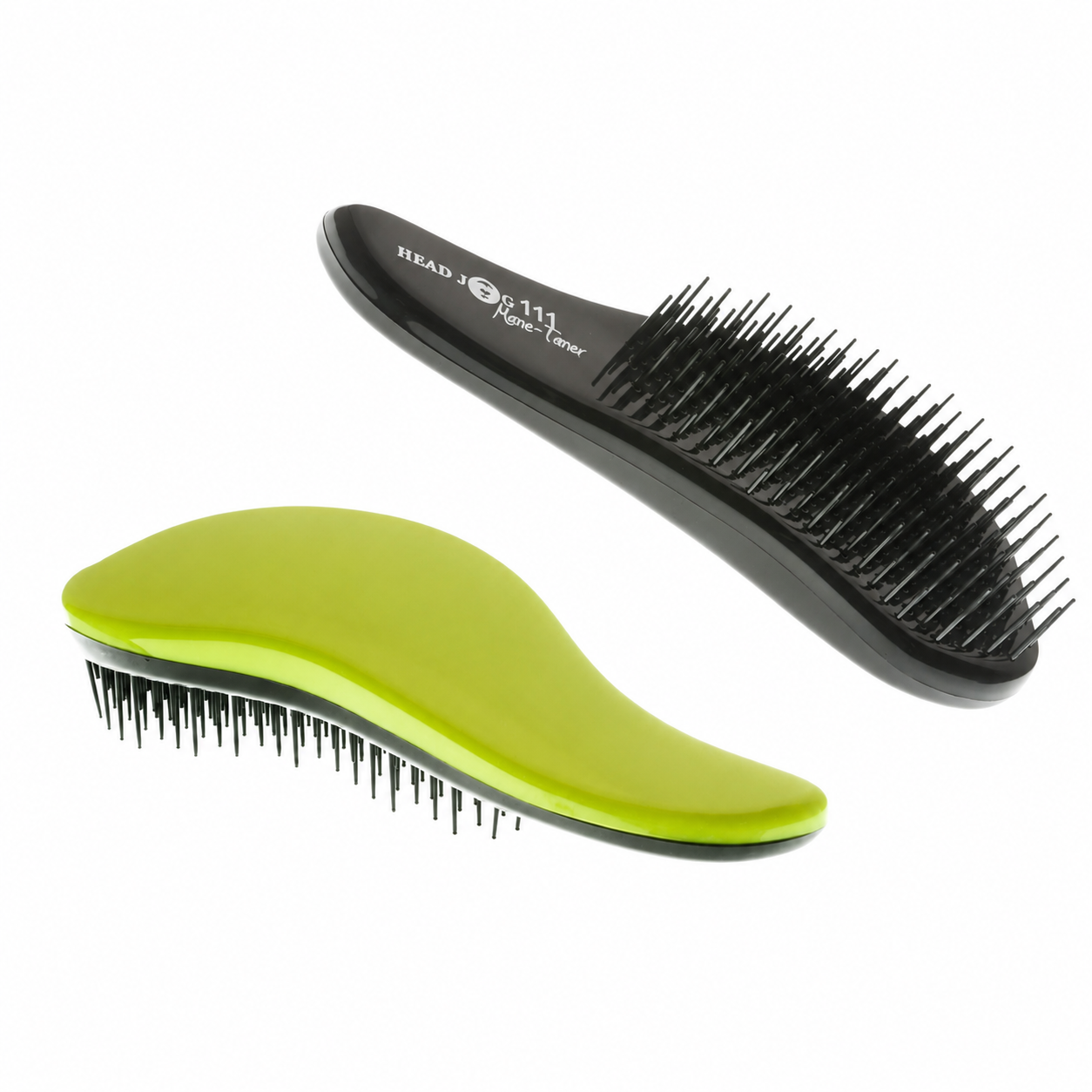 Head Jog 111 Mane-Tamer Professional Detangle Brush in Lime Green with flexible detangling bristles for pain-free hair detangling