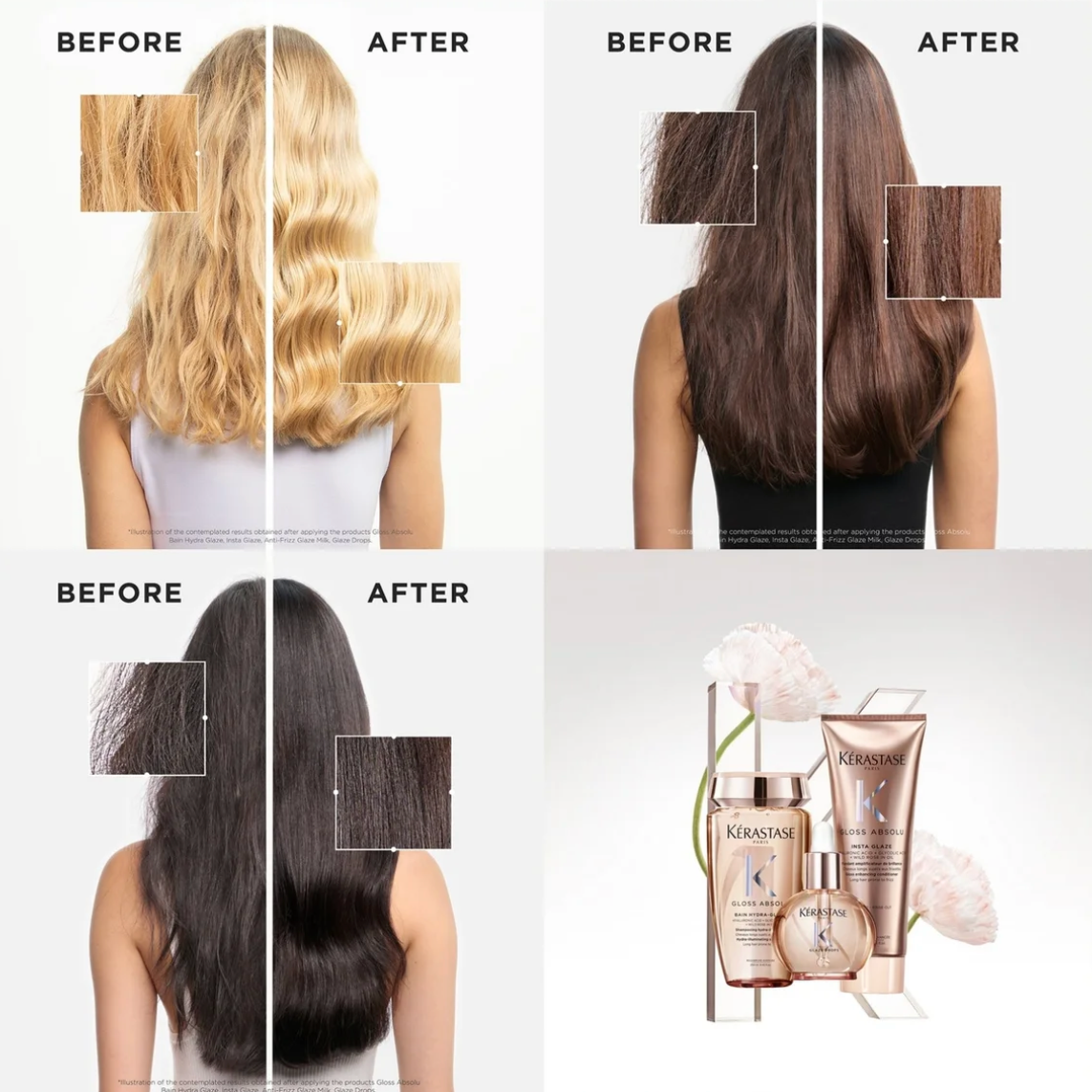 Kérastase Hair Gloss Absolu Set before and after