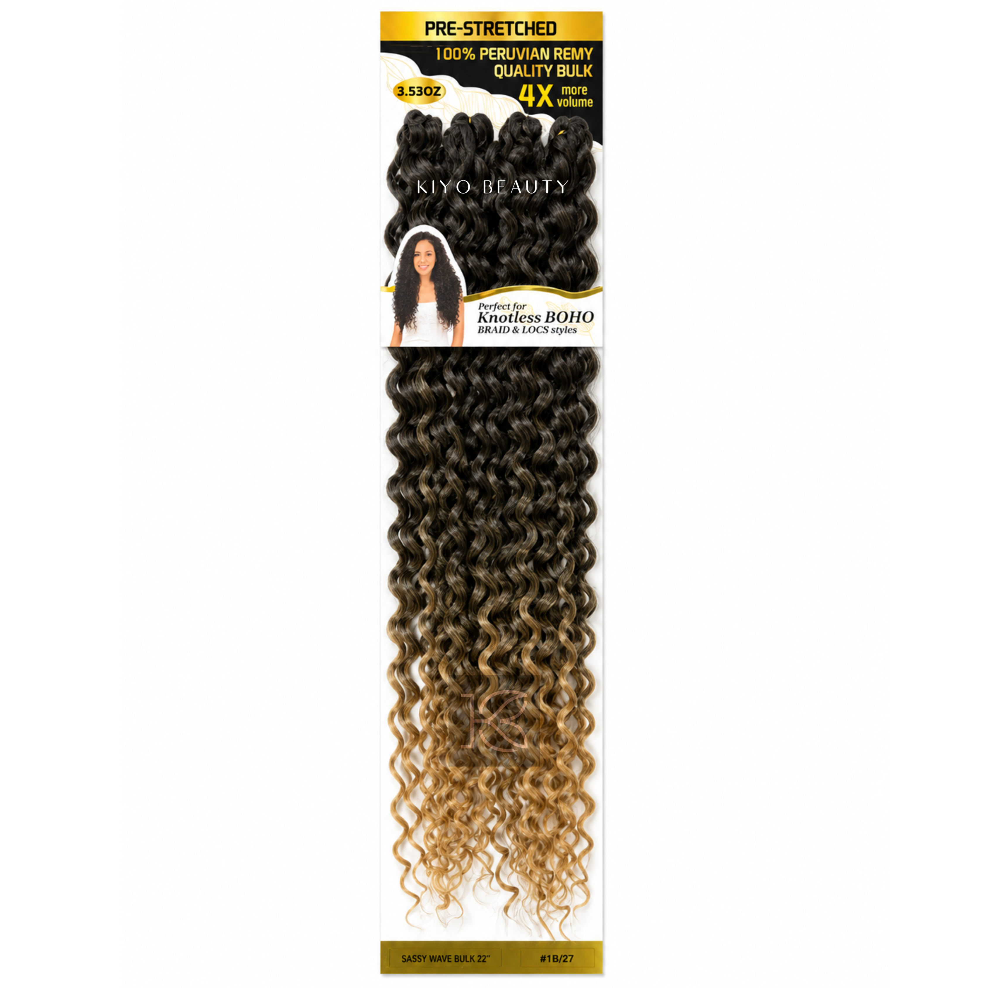 Kuknus Luxurious Tresses 100% Peruvian Remy Quality Sassy Wave 22" (T1B/27)