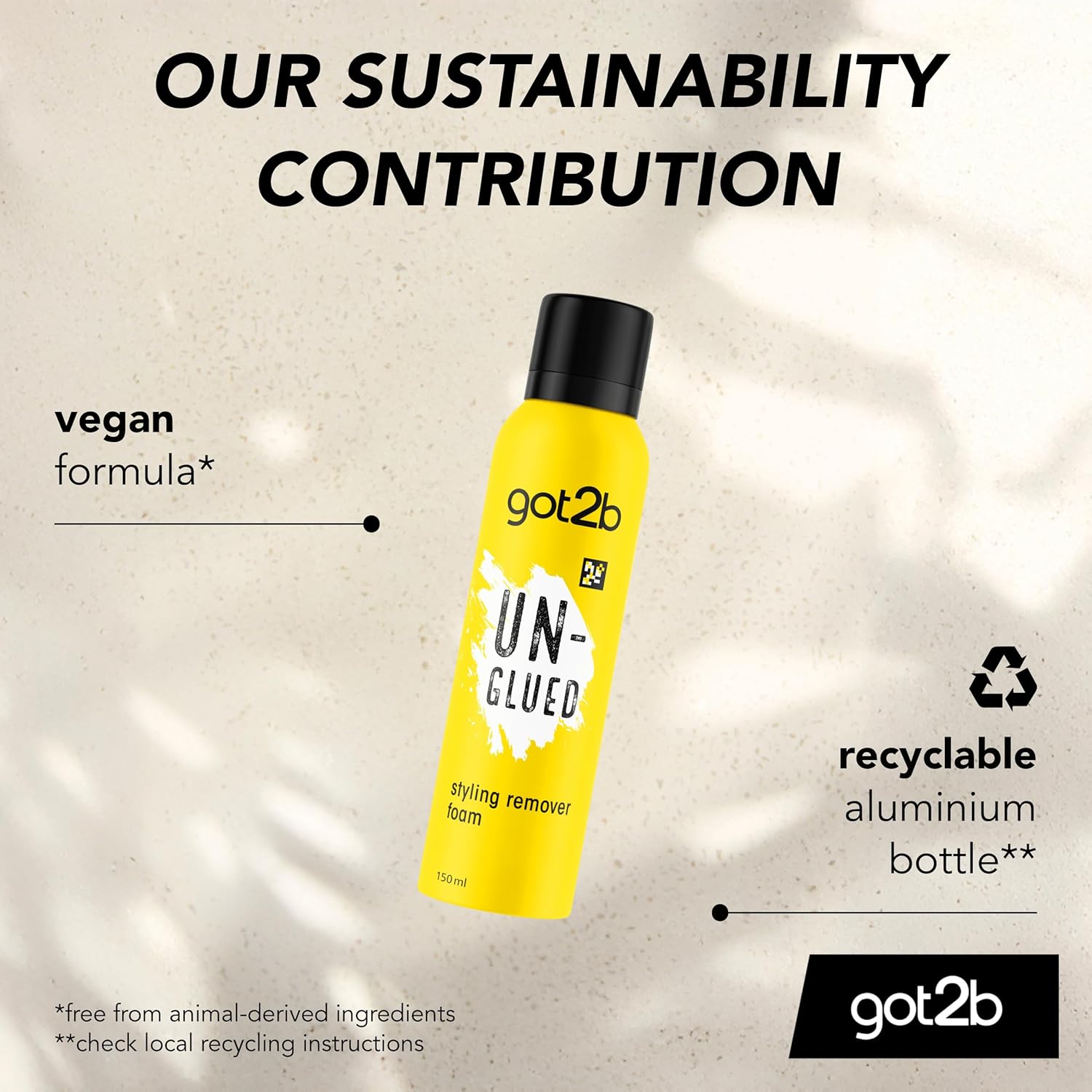 Schwarzkopf Got2b Un-Glued Styling Remover Foam 150ml sustainability contribution
