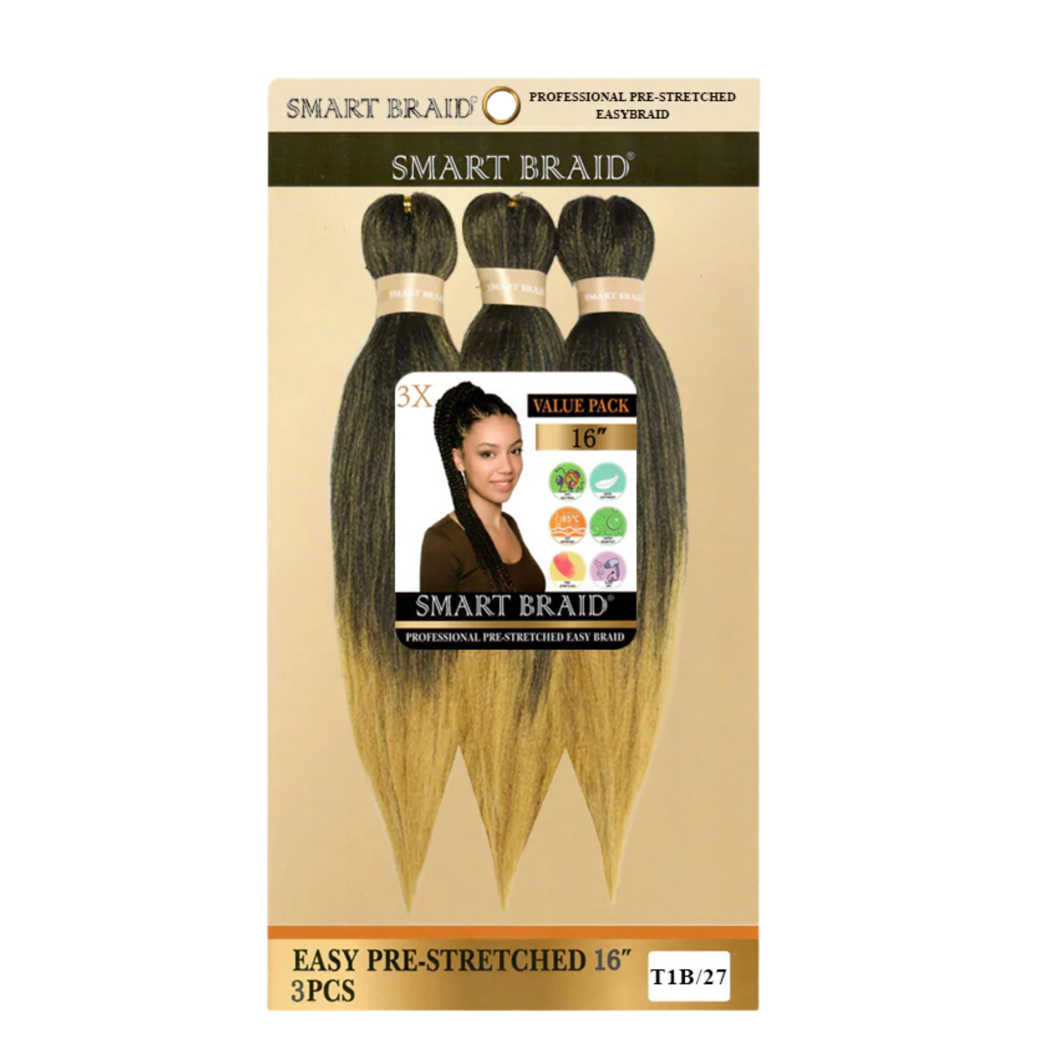 Smart Braid Pre-Stretched Braiding Hair 16 Inch 3X Pack