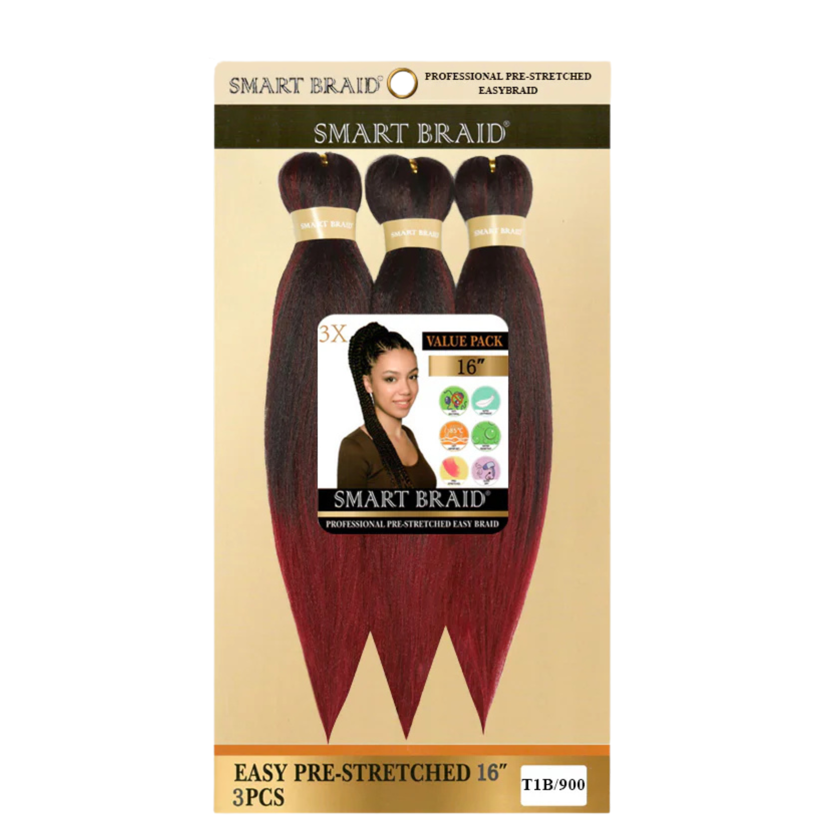 Smart Braid Pre-Stretched Braiding Hair 16 Inch 3X Pack