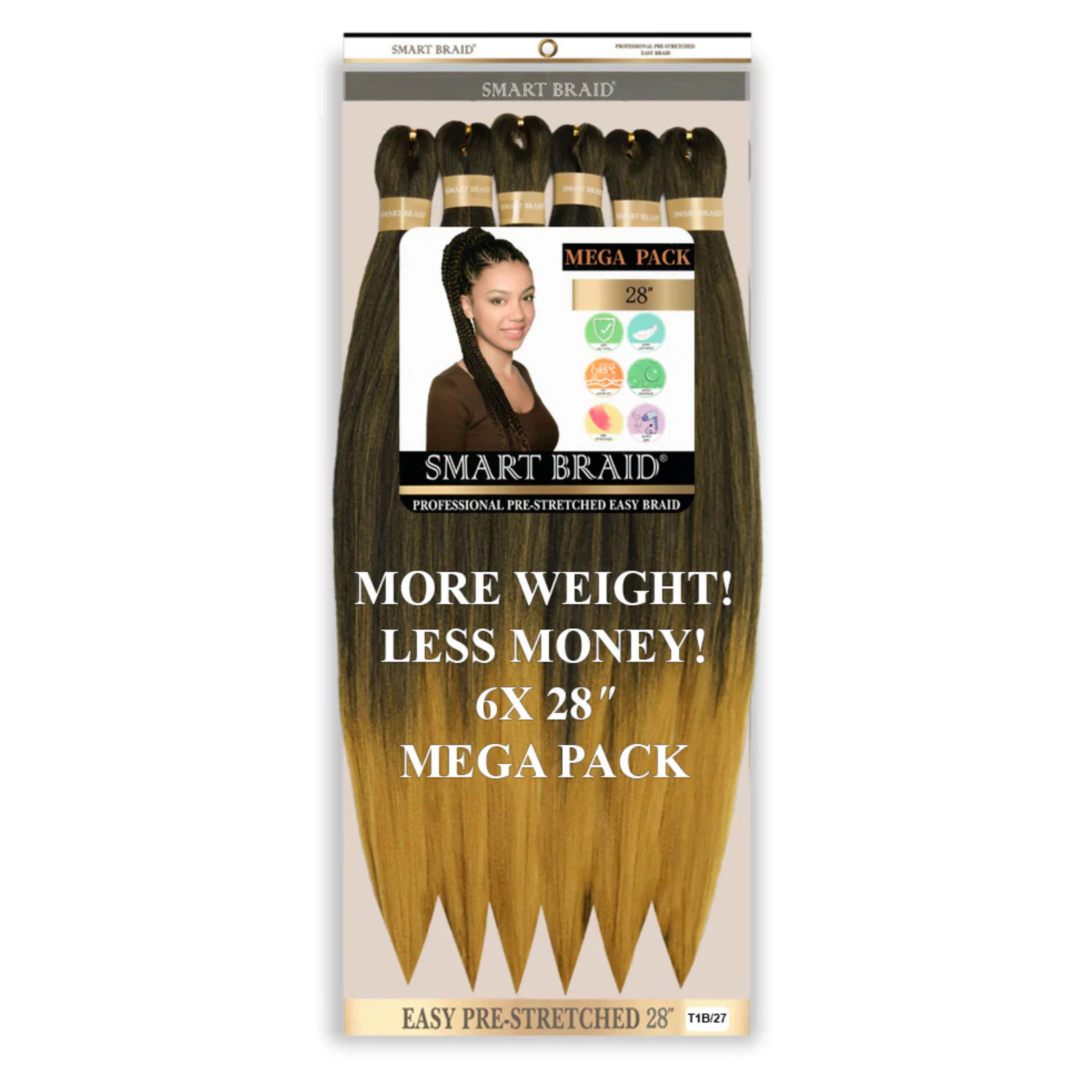 Smart Braid Pre-Stretched Braiding Hair 28 Inch 6X Pack