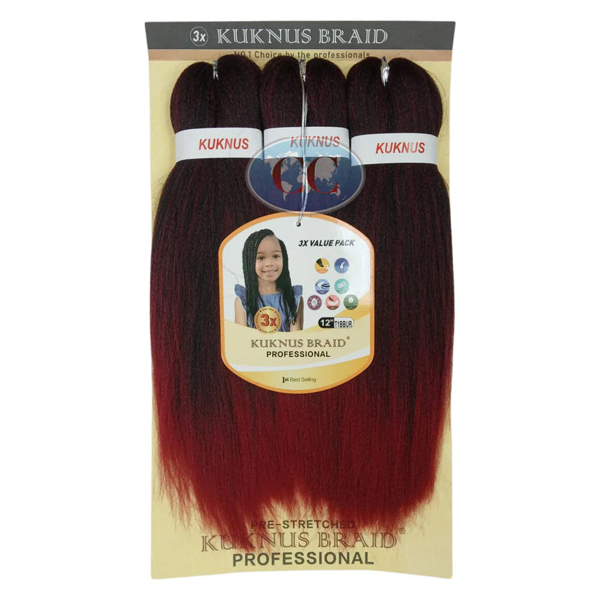 Kukunus Braid Professional Pre-Stretched Braiding Hair 12" 3 Pack