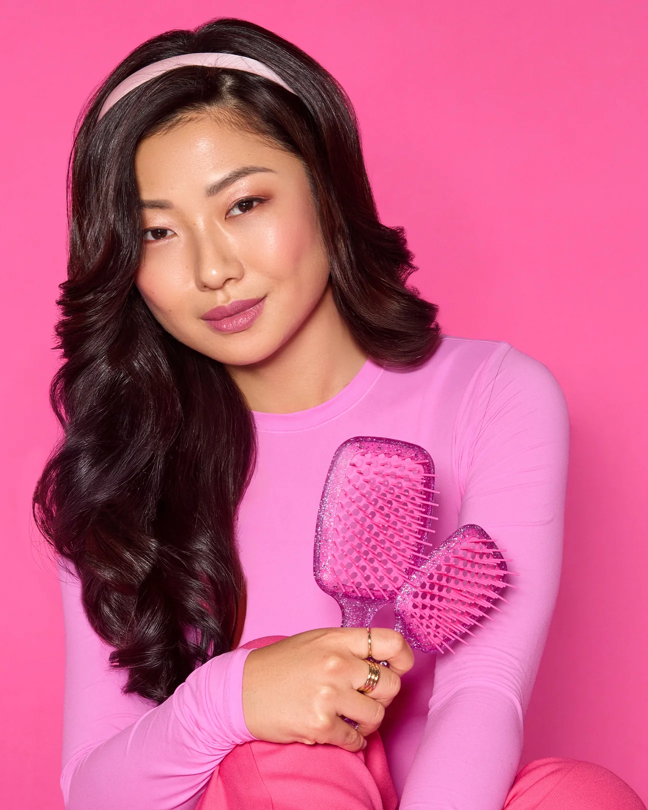 UNbrush Detangling Hair Brush Mini Glitter - Rose Quartz