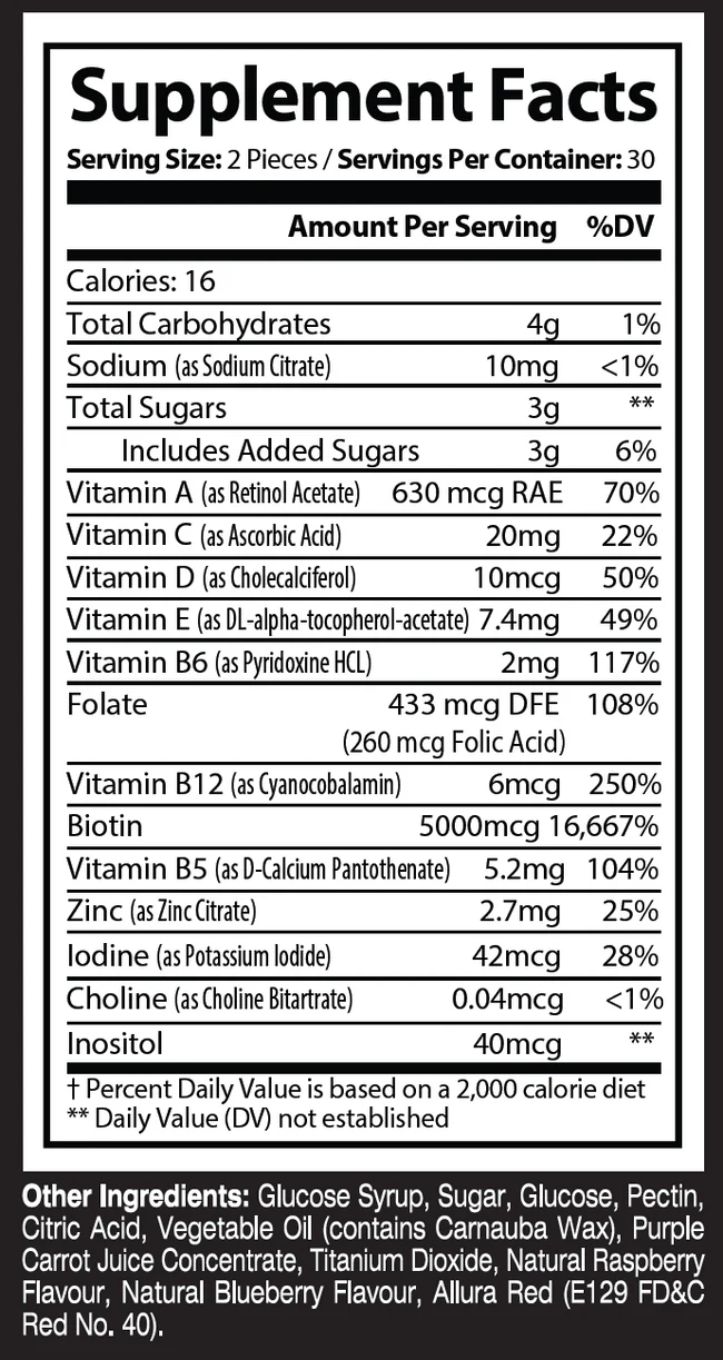 Tgin Wild Growth Vitamins Hair Skin + Nails Gummies 60 caps