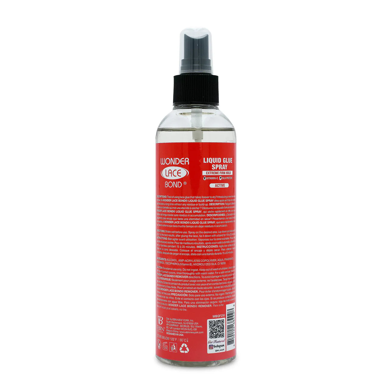 Ebin New York Wonder Lace Bond Liquid Glue Spray Extreme Firm Hold 8oz