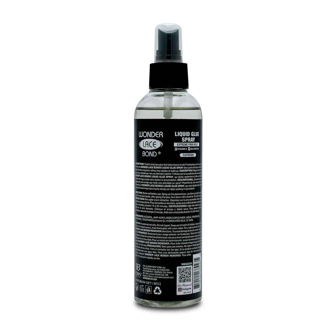 Ebin New York Wonder Lace Bond Liquid Glue Spray Extreme Firm Hold 8oz