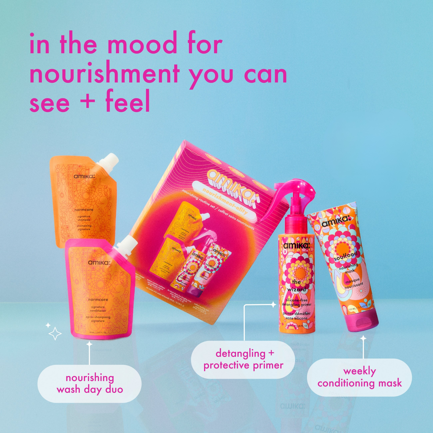 Amika Nourishment-ality Nourishing Routine Set - 4pc