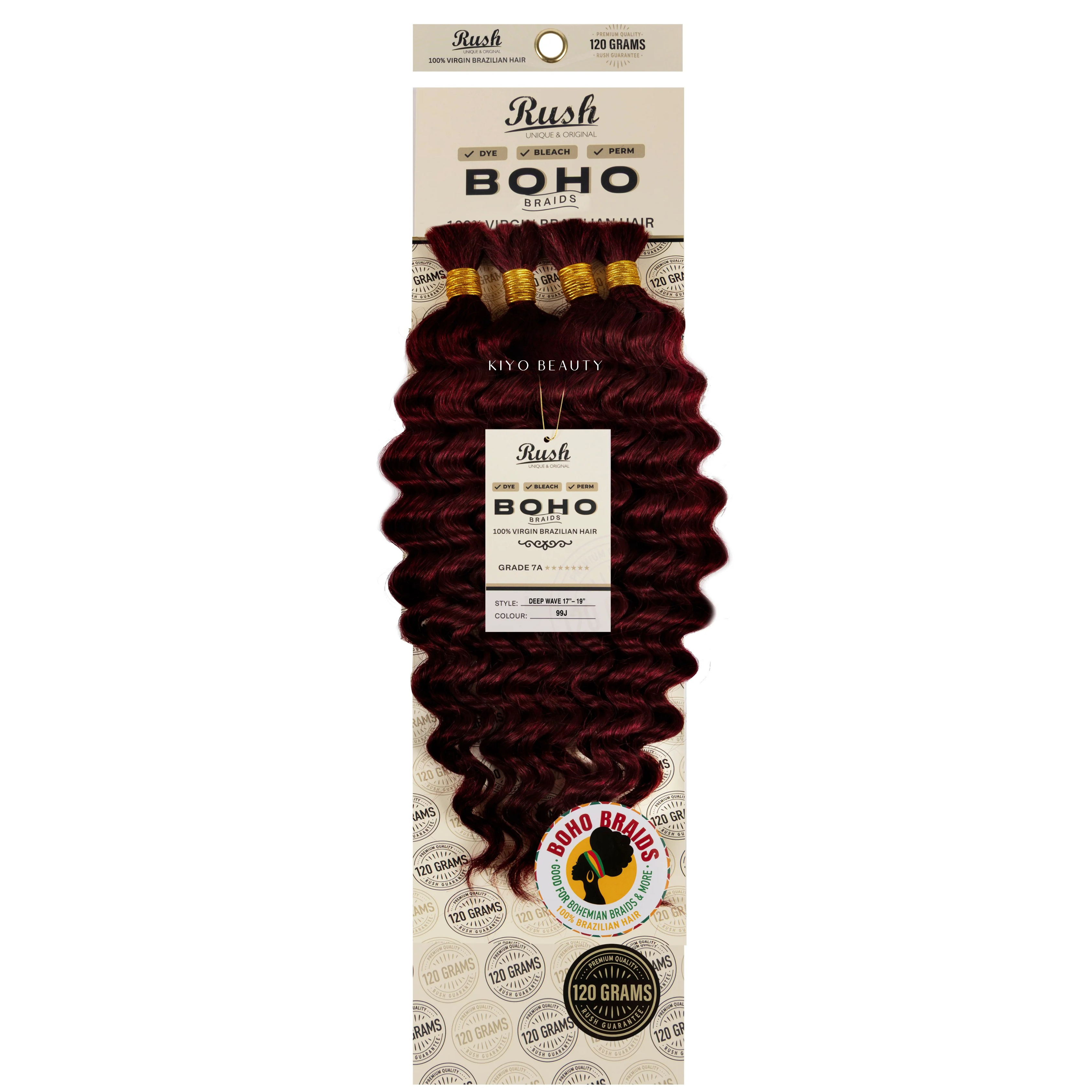 Rush 100% Virgin Brazilian Boho Braids Deep Wave Bulk 17-19"